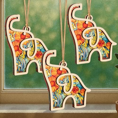 Sensemory Best Friend Birthday Gifts for Women, Friendship Elephant Ornament with Story Card, Friendship Gifts for Women, Birthday Presents for Best Friends Sisters Special Bond Decor, Suncatcher (Set 3 Yellow)