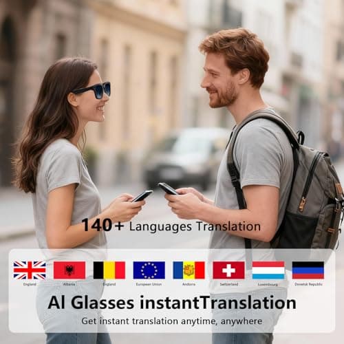 AI Smart Glasses with ChatGPT, 8MP Camera Glasses with Camera and Audio, AI Translation Sunglasses with 164 Languages, Bluetooth Sunglasses with Voice /Calling, 8-Hour Music Playback, Gradient Blue