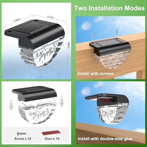 16 Pack Solar Deck Lights Outdoor, Solar Step Lights Waterproof for Outside, Yard, Patio, Garden, Pool, Railing, Stairs, Fence (Warm White)