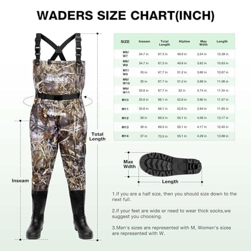 Lekesky Fishing Waders with Boot for Men Women - 2-Ply Nylon/PVC Waterproof Chest Waders for Fly Fishing,Duck Hunting