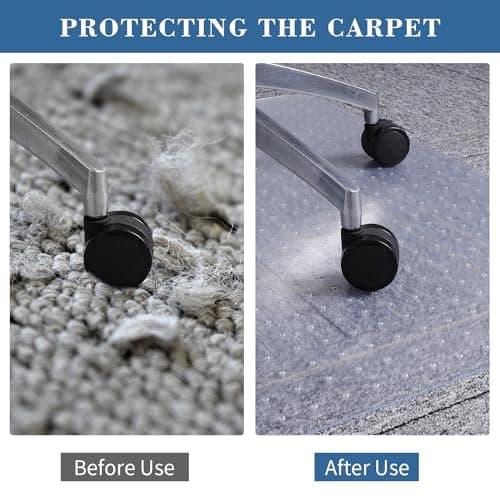 Tydle Chair Mat for Carpet, 60" x 46" Chair Mat for Carpeted Floors, Non-Slip Computer Under Desk Plastic Floor Mat for Work Gaming Chairs, Heavy Duty Carpeted Floor Protector for Home Office (Clear)