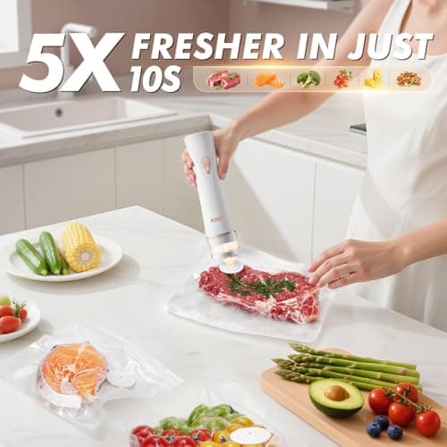Compact Vacuum Sealer for Food Sealer: Handheld Portable Vacuum Sealer Machine for Food Storage, Rechargeable Food Vacuum Sealing for Kitchen Travel Fridge Meal Prep, Gifts for Mom, Wife, Chef & Home