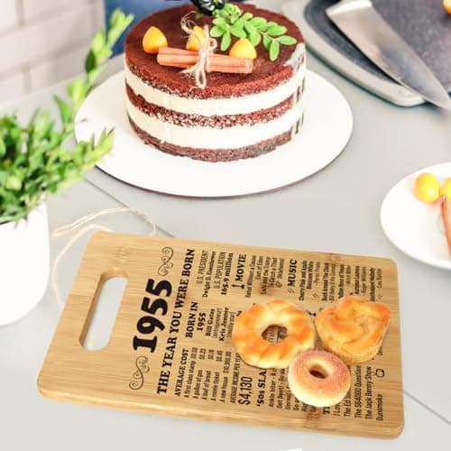 70th Birthday Gifts for Women Men, Happy 70 Year Old Birthday Gift Cutting Board for Her Him, Back In 1955 Birthday Decorations Woman Man Turning 70, 70th Cutting Board Birthday Favor