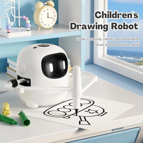 RIVGOT Drawing Robot for Kids with 150 Cards, Voice Interactive Educational Drawing Machine, Montessori Painting Learning Toys for 3 4 5 6 7 8 Year Old Boys Girls Birthday Party B0DPC68W8D