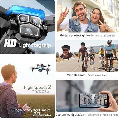 Drone with Camera for Beginners and Adults 4K, Foldable Remote Control Quadcopter, Altitude Hold, One Key Start, 3D Flips, 2 Batteries