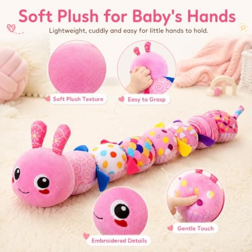 KMUYSL Baby Toys 0-6 6-12 Months, Sensory Music Animal Stuffed Toy for 0 1 2 3 4 5 6+ Months, Plush Toy with Crinkle and Rattles for Infant Newborn, Tummy Time Toys Gifts for 0-3-6-12 Month
