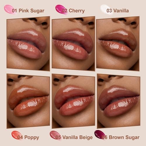 Lip Balm with Non-Sticky Shine, Ultra-Hydration, Lightweight, Long-lasting Soothing Lip Care 6 PCS Summer Lip Butter Balm, Lip Gloss for Instant Moisture B0GR8XC9ZM