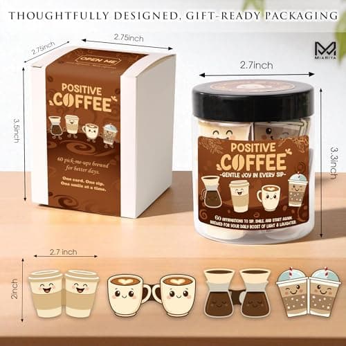 Miarita Positive Coffee Jar- 60 Funny Coffee Lover Gift for Women Men Teachers Gifts, Employee Nurse Teacher Appreciation Gift, End of Year Teachers Gifts, White Elephant Gifts for Women Men Friends B0FJ21JRRM
