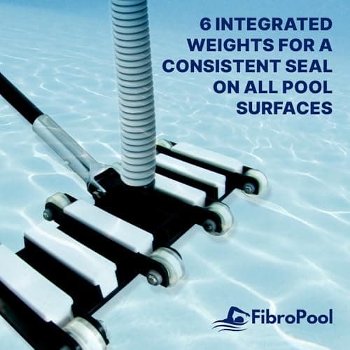 FibroPool Professional-Grade Flexible Pool Vacuum Head - Extra-Wide, Weighted Design for Effortless, Deep Cleaning on All Surfaces - Compatible with Standard Swimming Pool Poles & Hoses