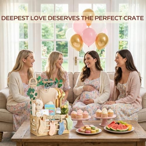 Wooden Baby Shower Crate Closet - Personalized Baby Gift Baskets with Hangers, Large Newborn Boys Girls Clothes Storage Box for Newborn New Parent B0GFMLPWDH