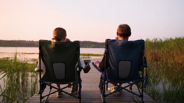 Portal Outdoor Rocking Chair Camping Folding Portable Rocker with Cup Holder Side Pocket Carry Bag, Support 350LBS (Midnight Blue)