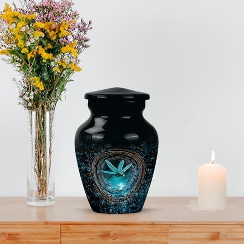 Dragonfly Keepsake Urns for Human Ashes, Black Burial Urn, Mini Handcrafted Cremated Ash Holder, Decorative Funeral Gift for Loss of Loved Ones(3 Inch) B0FS1YWSMY