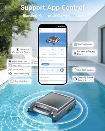 2026 New V1T Solar Pool Skimmer, Robotic Pool Surface Skimmer Cleaner with App Control, 7L Large Basket 24/7 Cleaning Smart Obstacle Avoidance Dual Charging Options Ideal for Above Ground Pool