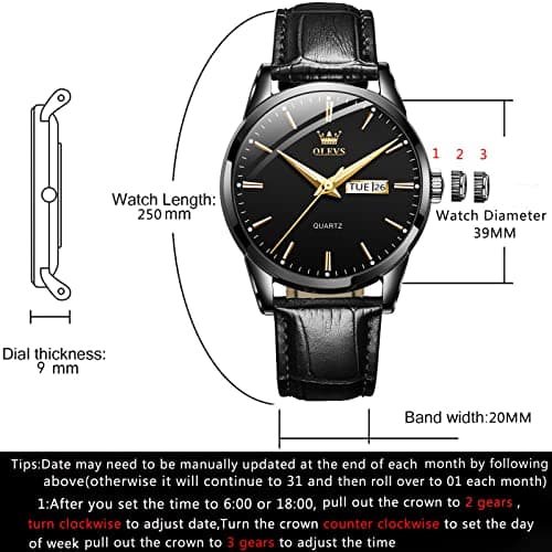 OLEVS Amazon Watches,Brown Leather Watch for Men,Men Day Date Watch,Men's Luminous Watch,Dress Watch for Men,Rose Gold Watch for Men,Men's Fashion Quartz Watch,Waterproof Brown Man Watches