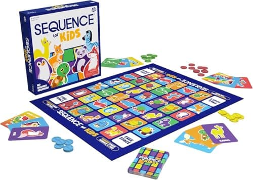 Jax SEQUENCE for Kids -- The 'No Reading Required' Strategy Game by Jax and Goliath, Multi Color, 11 inches (2-4 players) (Packaging May Vary)