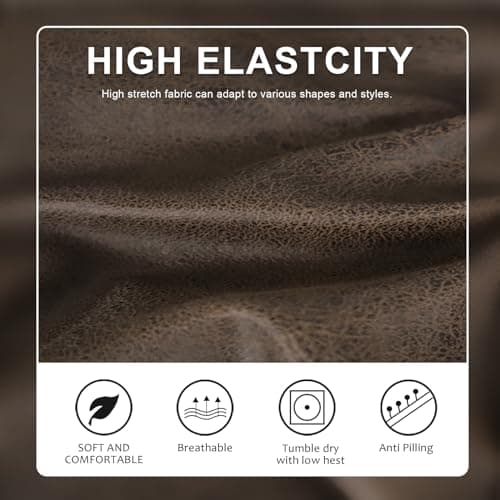 molasofa Leather Like Couch Cushion Covers Sofa Slipcovers Sets Couches Furniture Protector Covers for Sectional Armchair Loveseat Stretch Spandex Fabric, Machine Washable (3 Cushion Sofa, Brown)