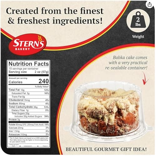 Stern’s Bakery Cinnamon Babka Cake | Coffee Cake, Artisan Breakfast Pastries | Holiday Food Gift- Christmas Thanksgiving | Kosher, Dairy Free, Nut Free