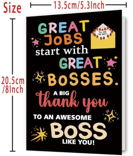 Thank You Card Gifts for Boss Leader Manager, Cute Boss's Day Card for Her Him, Best Boss Appreciation Card for Men Women