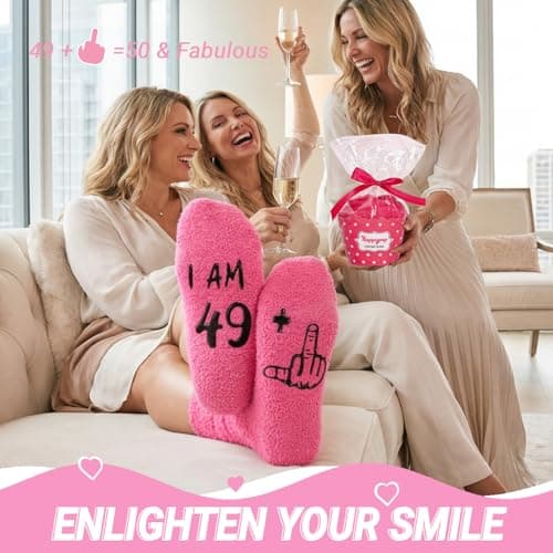 HAPPYPOP 50th Birthday Gifts Ideas - 50 Year Old Gift Socks for Women Men Friends, Turning 50 Gifts