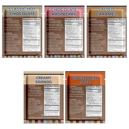 Double Donut Coffee Flavored Hot Chocolate Packets Variety Pack,18 Count Includes Classic, Chocolate Raspberry, Salted Caramel & Peppermint