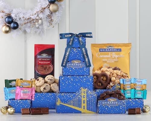 Ghirardelli Chocolate Gift Tower by Wine Country Gift Baskets Gift for Families College Students Appreciation and more