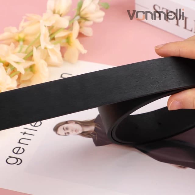 VONMELLI 2 Pack Women's Leather Belts for Jeans Dresses Fashion Gold Buckle Ladies Belt