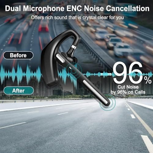 Kelazola Bluetooth Headset V5.1,Wireless Bluetooth Earpiece with CVC8.0 Dual Mic Noise Cancelling,500mAh Battery for 110H Work Time,Handsfree Earphones for Cell Phones/PC for Business Office/Driving