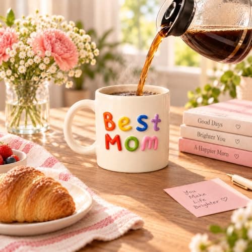 Colorful 3D Lettering Comfortable Handle Birthday Gifts for Mom Birthday Gifts Happy Birthday Mom Gifts For Mom,Mom Gifts,Mom Birthday Gifts,Mothers Day Gifts-Best Mom Mug B0H9YK5B49