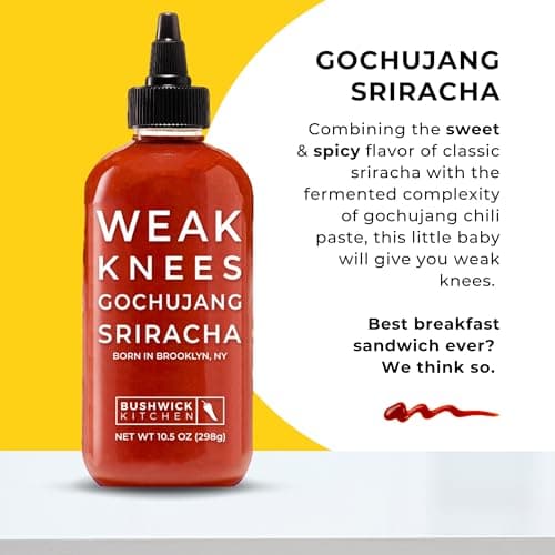 Gochujang Srirahca Hot Sauce, Hot Honey, Spicy Maple Syrup - Made in the USA - Gourmet Cooking Gift - Foodies & Grill Lovers Weak Knees Spicy Sampler Gift Set with Spicy Honey, Sriracha & Maple Syrup B0845WWTR5
