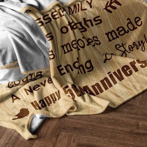 5 Year Anniversary Blanket Gifts for Wife/Her, 5 Year Marriage Anniversary Blanket Gifts 60’’X50’’, 5th Anniversary Romatic Gifts for Him/Couple, Gift for 5th Wedding Anniversary