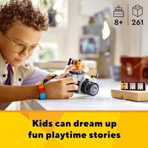 LEGO Creator 3 in 1 Retro Camera Toy, Transforms to Retro Video Camera or to TV Set, Photography Gift for Boys and Girls Ages 8 Years Old and Up Who Enjoy Creative Play, 31147