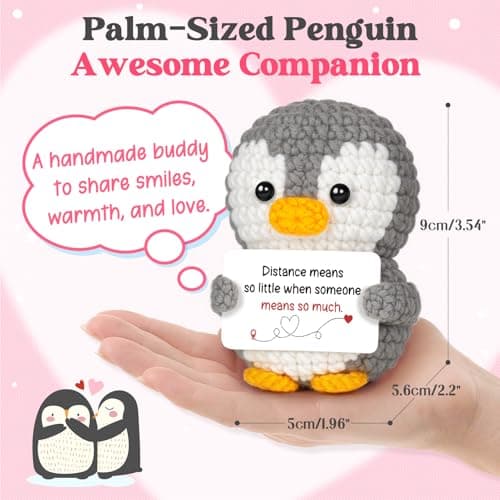 Miss You Thinking of You Gifts for Friend Couple, Positive Crochet Penguin, Farewell Goodbye Going Away Gift for Him Her Long Distance Relationship Gifts for Boyfriend Girlfriend Friendship B0GD69ZJ6M