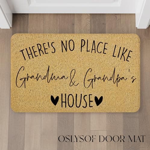 Grandma Grandpa Gifts Door Mat, Grandma and Grandpa's House Funny Doormat for Front Door Indoor Outdoor Porch Entrance Entryway, Gifts for Grandparents Welcome Mat Outside, 17x30 Inches