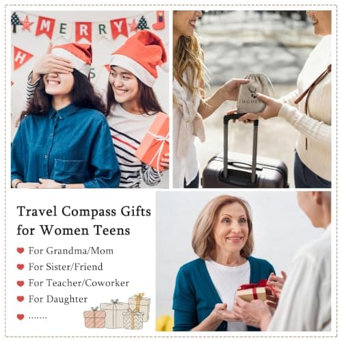 6.5-9 Inch Adjustable Bracelet with Message Card, Farewell Goodbye Going Away Graduation Gift for Friend Coworkers Familys Compass Bracelet for Women, Retirement You Will Be Missed Travel Gifts B0FS17C1MP