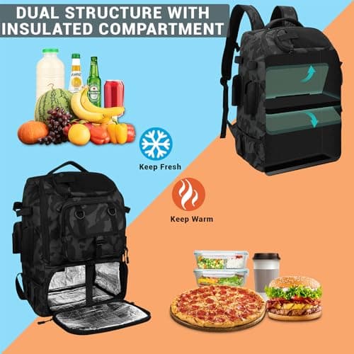 onedayHI Fishing Backpack with Rod Holders,40L Large Water-resistant Fishing Tackle Bag with Cooler,Tackle Box Backpack