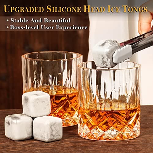 Oaksea Boss Day Gifts for Men Him Christmas, Anniversary Unique Gifts for Him, Birthday Retirement Gift for Boss Men, Stainless Steel Engraved Whiskey Stones Glasses Cool Burbon Scotch Set Gift