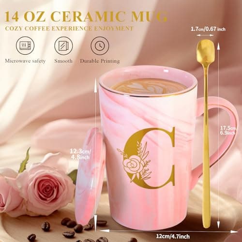 Personalized Ceramic Coffee Mug with Lid Tea Cup Girlfriend Gf Gifts Future Mrs Her Women Boyfriend 1 One Year Anniversary Meaningful Cute Romantic Christmas Xmas First Valentines I Love You More,C B0D7HTC3MR