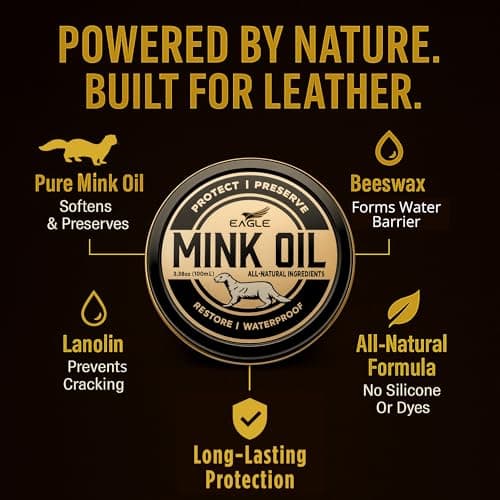 Eagle 4-in-1 Mink Oil Leather Conditioner Kit – 3.52oz Waterproof Paste with Horsehair Brush, Sponge & Microfiber Cloth – Leather Cleaner & Protector for Boots, Shoes, Jackets, Saddles & Bags