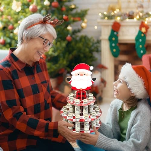 Santa Claus Cash Cake Stand Surprise Xmas Gift Ideas for Him Her Son Daughter Grandkids Crafterlife Christmas Money Holder for Christmas Cash Gifts B0D9ND5QXH