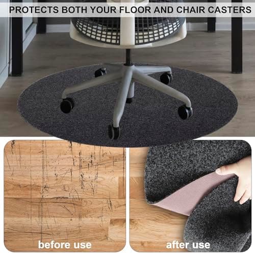 Office Chair Mat, Round Floor Mat for Home, 39inch Diameter Low Pile Heavy Duty Non Slip Multi-Purpose Desk Chair Mat Rug for Hardwood Tile Floor Carpets (Dark Grey)