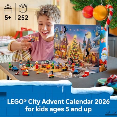 Christmas Advent Calendar for Kids, Building Toy, Boys & Girls, Ages 5+, Holiday Family Activity, 6 Minifigures, 252 pieces LEGO City Advent Calendar 2026 60510 B0G5QJP2BW