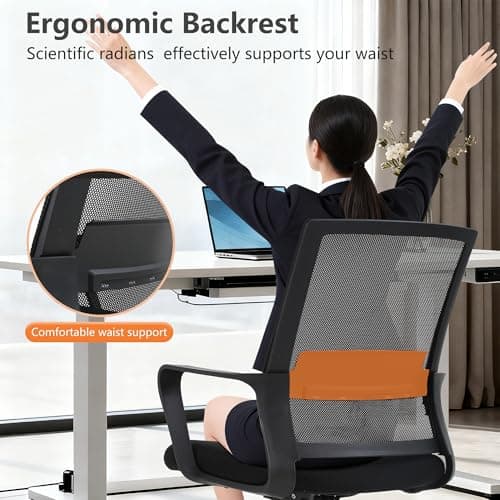 PayLessHere Office Chair Computer Chair Ergonomic Mesh Chair Mid-Back Home Office Swivel Chair Modern Desk Chair with Wheels Armrests Lumbar Support (Black)