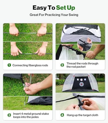 Golf Net: 10 x 7ft Golf Hitting Practice Net for Backyard Driving, Indoor & Outdoor Chipping Training Net with Mat, Targets & Balls, Ideal Gifts for Christmas Him Men Dad Husband Grandpa Boys Golfers