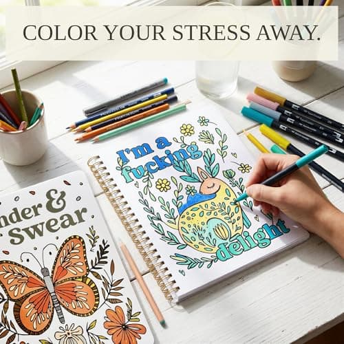 Funny Coloring Books with a Lot of Laughs - The Perfect Stress Relieving Gift for Women and Friends Beautiful Coloring Book Set of 2 for Adult Relaxation with Floral Designs B0DNK9H45K