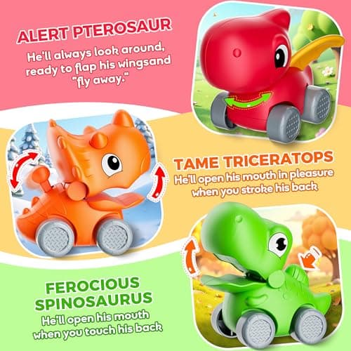 Train Set for Toddlers w/Steam, Music & Lights - Electric Train Toys for Kids w/Tracks Accessories, Including 3 Dinosaur Car and 3 Trailer; Gifts for 1-3 4 5 6+ Years Old Boys Girls