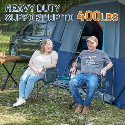 TIMBER RIDGE Aluminum Camping Directors Chair with Side Table Pocket, Portable Folding Chair, Heavy Duty Lawn Chair for Fishing Trip Picnic Concert Outdoor 400lbs, Navy