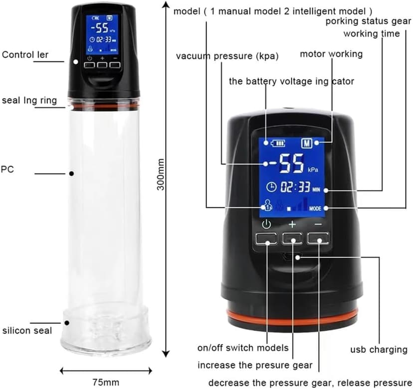 Enhancement Vacuum Pumps Air Pressure Device, Increase Sizes Growth Automatic Pump, Electric Massager Enlargement Silicone Pocket Strength Suction Enlarger R8M3