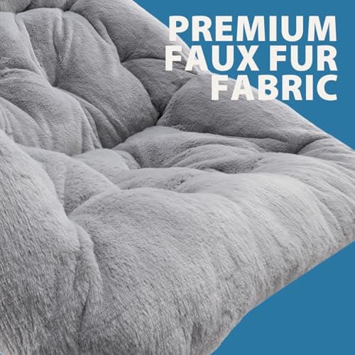 Oakham Comfy Chair for Adults, Soft Faux Fur Folding Lounge for Bedroom Living Room Dorm Rooms Flexible Reading Chair for Teens Kids, X-Large Foldable (Faux Fur-Grey)