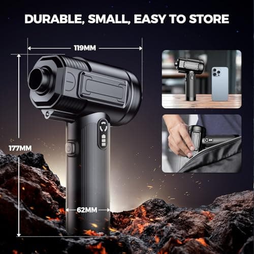 Compressed Air Duster: 100000RPM Electric Air Duster with LED Light Mini Air Blower Rechargeable Cordless Keyboard Cleaning Jet Dry Blower - Car, PC and Home Cleaning Kit Replaces Compressed Air Can