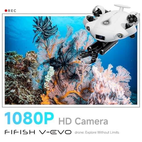 【2025 New】FIFISH V-EVO 4K60FPS Underwater Drone with Robotic Arm, with Removable SD Card, QYSEA AI Vision Lock 360° Omnidirectional Movement Underwater ROV with Depth Hold,330ft Dive